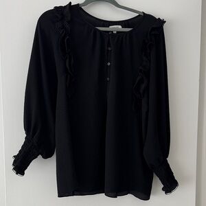 Max Studio Elegant Black Ruffle Blouse - XL